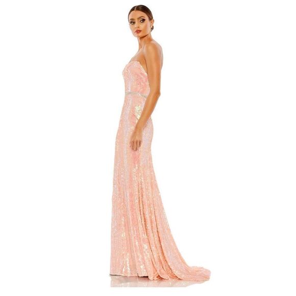 Ieena for Mac Duggal SEQUINED STRAPLESS RHINESTONE BELT GOWN NWT Size 2 - Picture 2 of 11